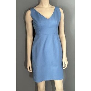 Tahari Sleeveless V-Neck Light Blue Cotton Sheath Dress Size 4/6